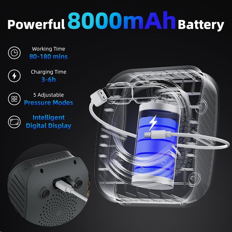 MORIKO 8000mAh Portable Camping Shower, Upgrade Rechargeable Electric Shower Pump with 5 Gallon Bucket, Intelligent LED Display,Portable Shower for Outdoor - Image 3